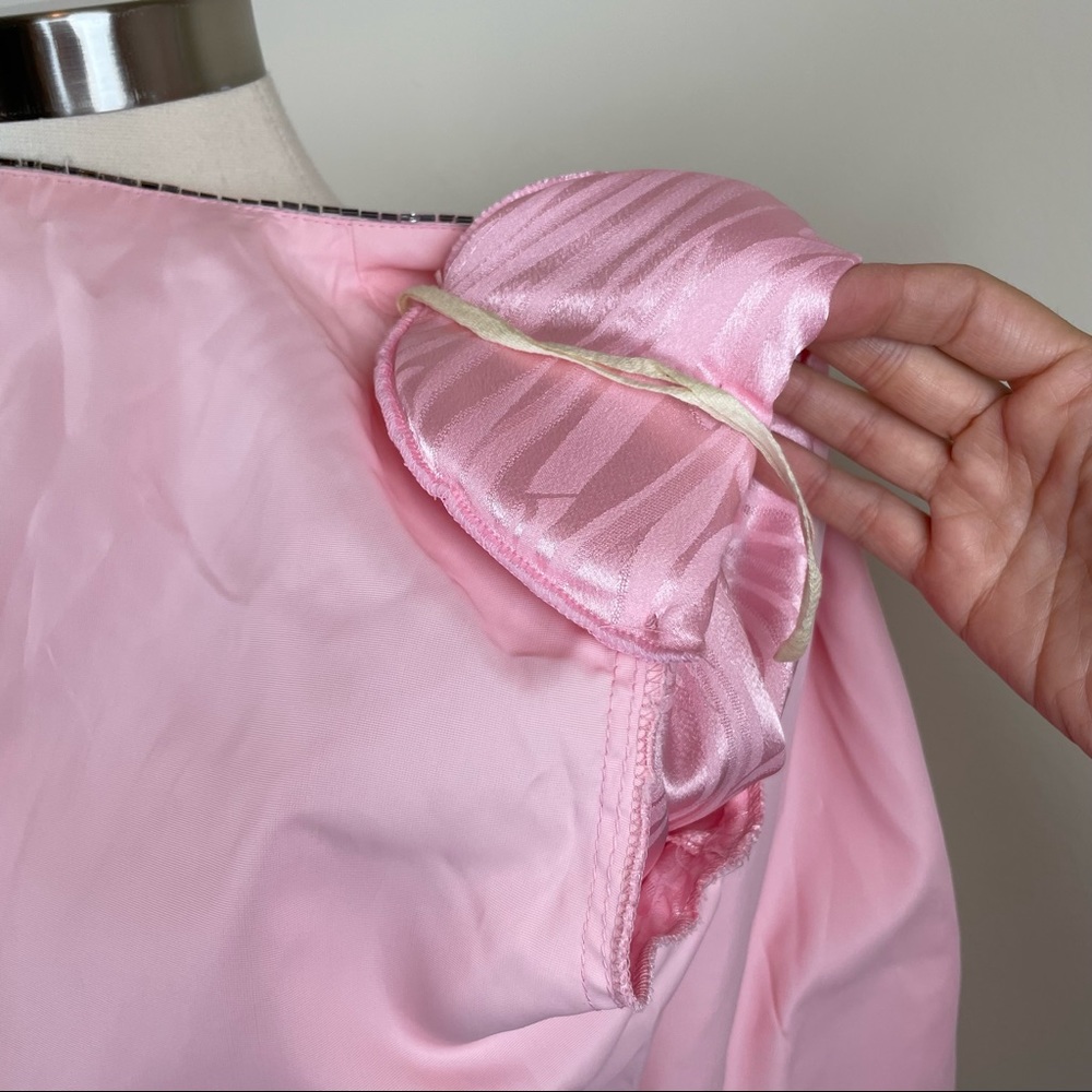 Vintage ILGWU Pink Beaded Pleated Jacket Dress Gown Women Size 12 Made In USA - Picture 8 of 9